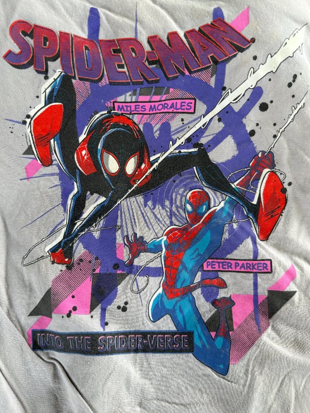 Spider Man Miles Morales Spider Verse Men's Light Brown Shirt XL 14 16 2018